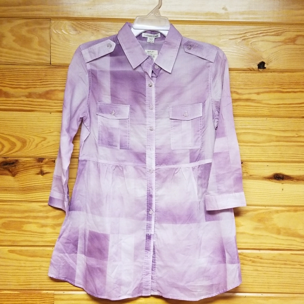 Coldwater Creek purple plaid tunic